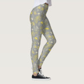 Novelty Ginkgo Grey and Yellow Pattern Leggings (Rechts)
