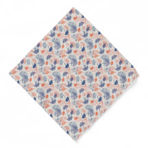 Novelty Ginkgo Navy Blue en Oranje Pattern