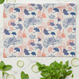 Novelty Ginkgo Navy Blue en Oranje Pattern Theedoek