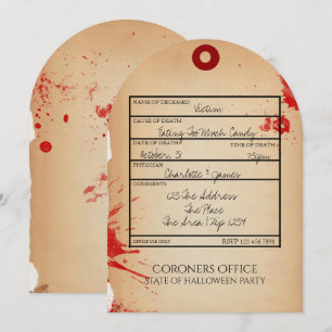 Novelty Halloween Party Toe Label Coroners Kantoor Kaart