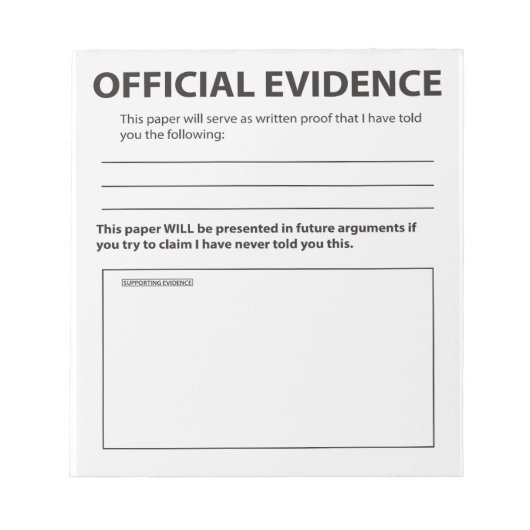 Novelty Official Evidon Funny Notepad Notitieblok (Voorkant)