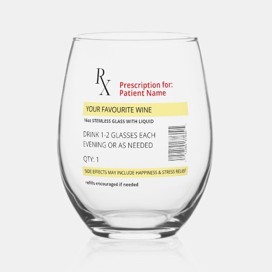 Novelty Prescription Verre à vin personnalisable (Recto)