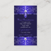 Novelty Royal Blue Ornamenten Monogram Chic Visitekaartje (Achterkant)