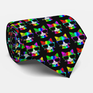 Novelty Very Cool Rainbow Cat Pattern Stropdas