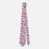 Novelty Wavy Striped Pink & Navy Blue Cravate (Devant)