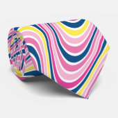 Novelty Wavy Striped Pink & Navy Blue Cravate (Roulé)