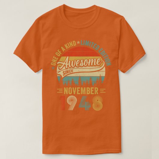 November 1948  75 jaar oud Retro 75th Birt T-shirt (Design voorkant)