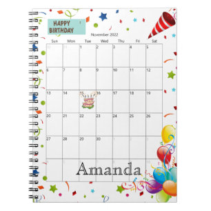 November 2022 de Kalender Happy Birthday Notitiebo Notitieboek