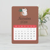 November 2024 Stand Alone Kat en Plant Kalender Menu (Staand voorkant)