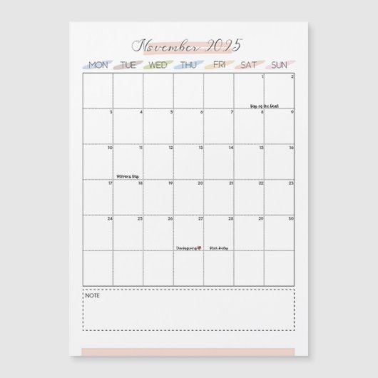 November 2025 Magnetische kalender (Voorkant)