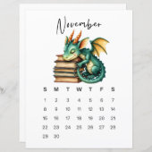 November Baby Dragon Art Print Whimsical Fantasy (Voorkant / Achterkant)