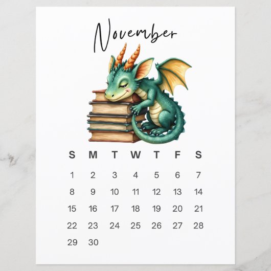 November Baby Dragon Art Print Whimsical Fantasy (Voorkant)