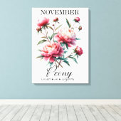 November Birth Flower Peony Premium Wrapped Canvas (Insitu (Houten vloer))