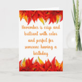 ** NOVEMBER BIRTHDAYS* CRISP EN BEAUTIFUT KAART (Voorkant)