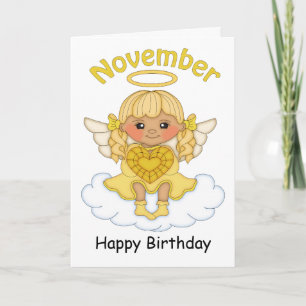 November Birthstone Angel Blonde Verjaardag Kaart