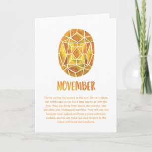 November Birthstone Citrine Birthday Waterverf Kaart