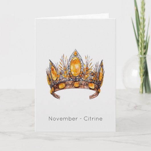 November Birthstone Citrine Crown Verjaardag Kaart (Voorkant)