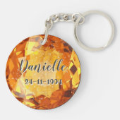 November Birthstone Keyring met naam Sleutelhanger (Achterkant)