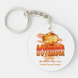 November Birthstone Keyring met naam Sleutelhanger