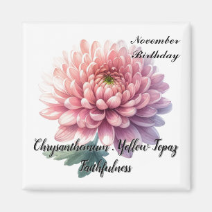 November Birthstone Topaz Chrysanthemum Bloem Magneet