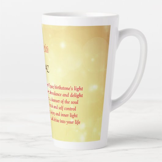 November Birthstone Topaz-ontwerp Latte Mok (Rechts)