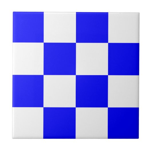 NOVEMBER Blue White Checkered Square Tegeltje (Voorkant)