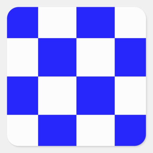 NOVEMBER Blue White Checkered Square Vierkante Sticker (Voorkant)