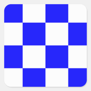 NOVEMBER Blue White Checkered Square Vierkante Sticker