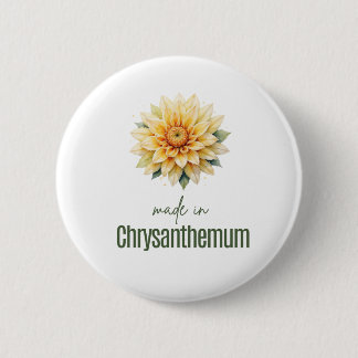 November Chrysanthemum Geboortebloem Platte Dank J Ronde Button 5,7 Cm