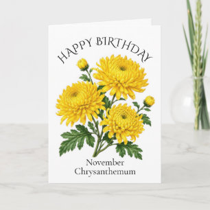 November Chrysanthemum Verjaardag Kaart