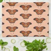 November Citrine Monarch Butterfly Pattern Design Theedoek (Gevouwen)