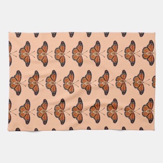 November Citrine Monarch Butterfly Pattern Design Theedoek (Horizontaal)