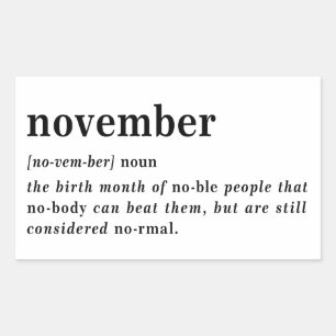 November Definitie Verjaardag Rechthoekige Sticker