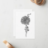 November geboorte bloem verjaardagskaart, Chrysant Notitiekaartje (Voorkant / Achterkant in situ)