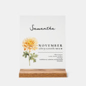 November Geboorte Maand Bloem Chrysanthemum Acryl Bord (Voorkant)