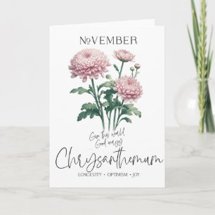 November Geboorte Maand Bloem Chrysanthemum Kaart