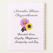 November Geboorte Maand Bloem Chrysanthemum Planner (Achterkant)