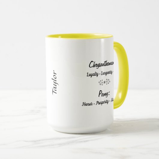 November Geboortebloem Chrysant en pioen Mok (Voorkant rechts)