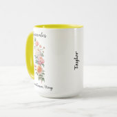 November Geboortebloem Chrysant en pioen Mok (Voorkant links)