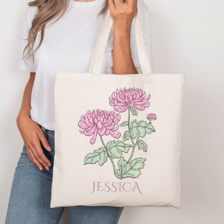 November Geboortemaand Bloem Paarse Chrysanthemum Tote Bag