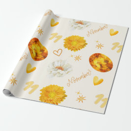 November Geboortesteen & Bloem | Waterverf Cadeaupapier