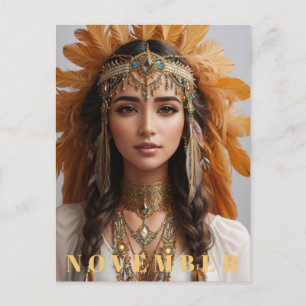 *~* NOVEMBER Gouden Topaas  AP53 Boho Geboortestee Briefkaart