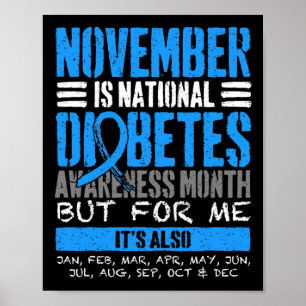 November is de blauwe maand voor diabetes bewustzi poster