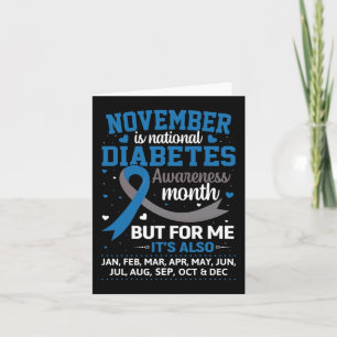 November is Diabetes Awareness Month Blue en Grey Kaart