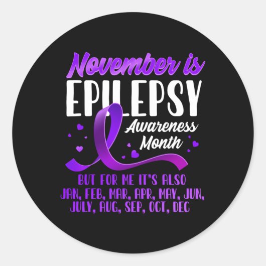 November is het Epilepsy Bewustmakingslint Ronde Sticker (Voorkant)