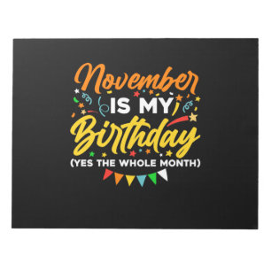November is mijn verjaardag de hele maand november notitieblok