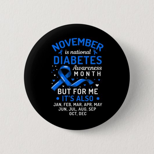 November is Nationale Diabetes Bewustmakingssteun Ronde Button 5,7 Cm (Voorkant)
