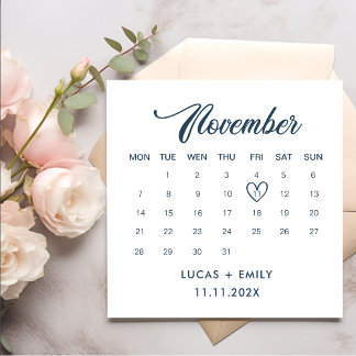 November Kalender Donkerblauwe bruiloft Servet
