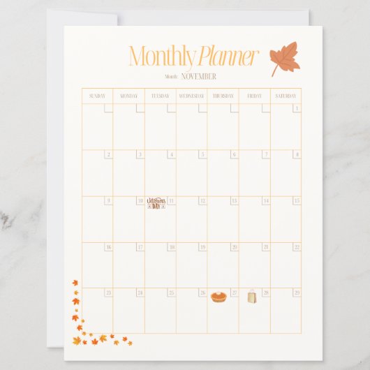 November Maandelijkse Planner (Voorkant)