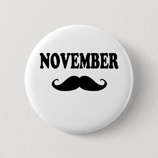 November Mustache!! Ronde Button 5,7 Cm (Voorkant)